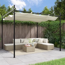 Pérgola con cubierta retráctil color crema 295x292x230 cm de , Carpas y cenadores - Ref: Foro24-360114, Precio: 216,99 €, Des...