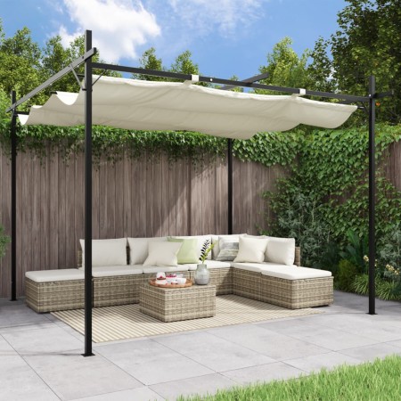 Pérgola con cubierta retráctil color crema 295x292x230 cm de , Carpas y cenadores - Ref: Foro24-360114, Precio: 216,74 €, Des...