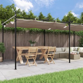 Pergola with taupe gray retractable cover 589x292x230 cm by , Tents and gazebos - Ref: Foro24-360121, Price: 459,99 €, Discou...