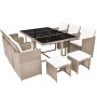 Set comedor de jardín 11 piezas y cojines ratán sintético beige de vidaXL, Conjuntos de jardín - Ref: Foro24-42557, Precio: 6...