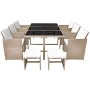 Set comedor de jardín 11 piezas y cojines ratán sintético beige de vidaXL, Conjuntos de jardín - Ref: Foro24-42557, Precio: 6...