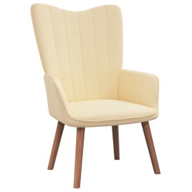 Cream White Velvet Relaxation Armchair by , Armchairs - Ref: Foro24-327664, Price: 98,99 €, Discount: %