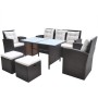 Set comedor de jardín 6 piezas y cojines ratán sintético marrón de vidaXL, Conjuntos de jardín - Ref: Foro24-42644, Precio: 6...