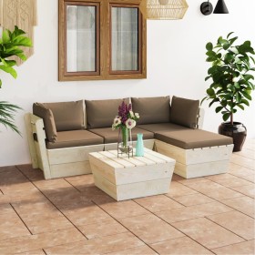 Garden furniture made of 5-piece pallets and fir wood cushions by , Garden sets - Ref: Foro24-3063476, Price: 331,76 €, Disco...