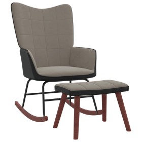 Relaxation armchair with light gray velvet and PVC stool by , Rocking chairs - Ref: Foro24-327886, Price: 151,99 €, Discount: %