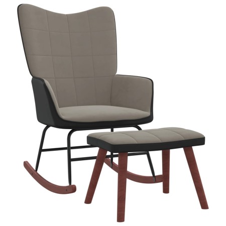 Relaxation armchair with light gray velvet and PVC stool by , Rocking chairs - Ref: Foro24-327886, Price: 142,68 €, Discount: %