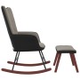 Relaxation armchair with light gray velvet and PVC stool by , Rocking chairs - Ref: Foro24-327886, Price: 142,68 €, Discount: %