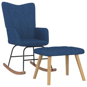 Silla mecedora con reposapiés tela azul de , Mecedoras - Ref: Foro24-327626, Precio: 138,99 €, Descuento: %