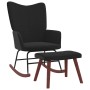 Silla mecedora con reposapiés terciopelo y PVC negro de , Mecedoras - Ref: Foro24-327892, Precio: 139,80 €, Descuento: %