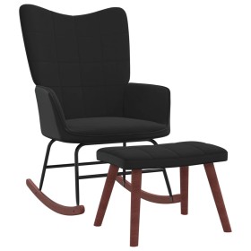 Silla mecedora con reposapiés terciopelo y PVC negro de , Mecedoras - Ref: Foro24-327892, Precio: 139,99 €, Descuento: %