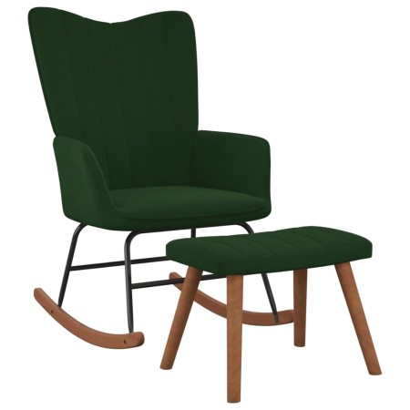 Silla mecedora con reposapiés terciopelo verde oscuro de , Mecedoras - Ref: Foro24-327756, Precio: 146,82 €, Descuento: %