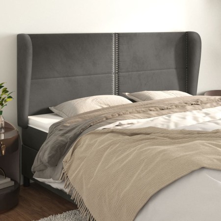 Headboard with dark gray velvet ears 183x23x118/128 cm by , Headboards and footboards - Ref: Foro24-3117877, Price: 140,97 €,...