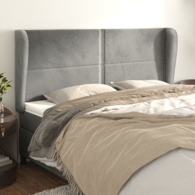 Headboard with light gray velvet ears 203x23x118/128 cm by , Headboards and footboards - Ref: Foro24-3117882, Price: 124,99 €...