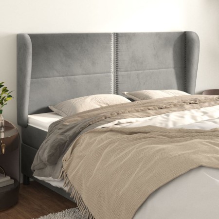 Headboard with light gray velvet ears 203x23x118/128 cm by , Headboards and footboards - Ref: Foro24-3117882, Price: 127,29 €...