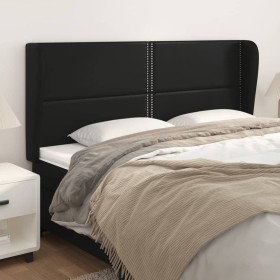 Headboard with ears black synthetic leather 183x23x118/128cm by , Headboards and footboards - Ref: Foro24-3117918, Price: 141...