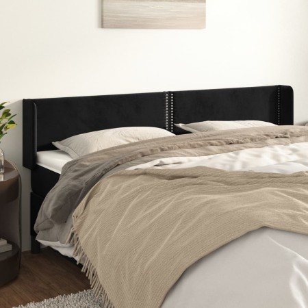 Black velvet headboard 203x16x78/88 cm by , Headboards and footboards - Ref: Foro24-3118696, Price: 69,31 €, Discount: %