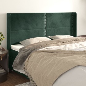 Cabecero con orejas de terciopelo verde oscuro 203x16x118/128cm de , Cabeceros y pies de cama - Ref: Foro24-3119509, Precio: ...