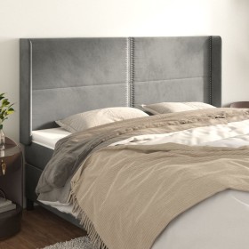 Cabecero con orejas de terciopelo gris claro 183x16x118/128 cm de , Cabeceros y pies de cama - Ref: Foro24-3119500, Precio: 1...