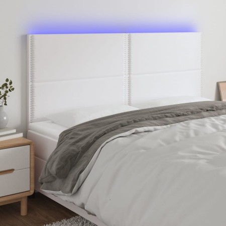 Headboard with LED lights white synthetic leather 200x5x118/128 cm by , Headboards and footboards - Ref: Foro24-3122393, Pric...