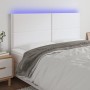 Kopfteil mit LED-Leuchten aus weißem Kunstleder, 200 x 5 x 118/128 cm von , Kopf- und Fußteile - Ref: Foro24-3122393, Preis: ...