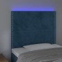 Cabecero con luces LED terciopelo azul oscuro 100x5x118/128 cm de , Cabeceros y pies de cama - Ref: Foro24-3122330, Precio: 6...