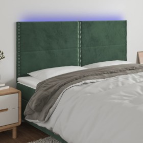 Cabecero con luces LED terciopelo verde oscuro 200x5x118/128 cm de , Cabeceros y pies de cama - Ref: Foro24-3122353, Precio: ...