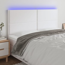 Headboard with LED lights white synthetic leather 180x5x118/128 cm by , Headboards and footboards - Ref: Foro24-3122387, Pric...