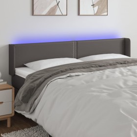 Cabecero con LED cuero sintético gris 163x16x78/88 cm de , Cabeceros y pies de cama - Ref: Foro24-3123196, Precio: 77,99 €, D...