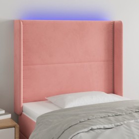 Pink velvet headboard with LED 93x16x118/128 cm by , Headboards and footboards - Ref: Foro24-3123949, Price: 92,20 €, Discoun...