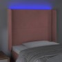 Pink velvet headboard with LED 93x16x118/128 cm by , Headboards and footboards - Ref: Foro24-3123949, Price: 94,04 €, Discoun...