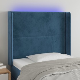 Dark blue velvet LED headboard 103x16x118/128 cm by , Headboards and footboards - Ref: Foro24-3123954, Price: 78,90 €, Discou...