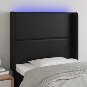 Headboard with LED black synthetic leather 83x16x118/128 cm by , Headboards and footboards - Ref: Foro24-3123980, Price: 75,8...