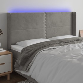 Light gray velvet headboard with LED 183x16x118/128 cm by , Headboards and footboards - Ref: Foro24-3123968, Price: 145,97 €,...