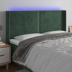 Cabecero con LED de terciopelo verde oscuro 203x16x118/128 cm de , Cabeceros y pies de cama - Ref: Foro24-3123977, Precio: 12...