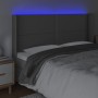 Cabecero con LED cuero sintético gris 163x16x118/128cm de , Cabeceros y pies de cama - Ref: Foro24-3124008, Precio: 126,01 €,...