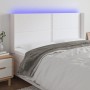 Headboard with LED white synthetic leather 203x16x118/128 cm by , Headboards and footboards - Ref: Foro24-3124017, Price: 134...