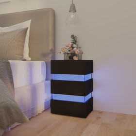 Nightstand LED light black engineered wood 45x35x67 cm by vidaXL, Nightstands - Ref: Foro24-326841, Price: 106,61 €, Discount: %