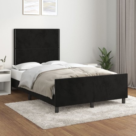 Bed frame with black velvet headboard 120x200 cm by , Beds and slatted bases - Ref: Foro24-3125686, Price: 168,19 €, Discount: %