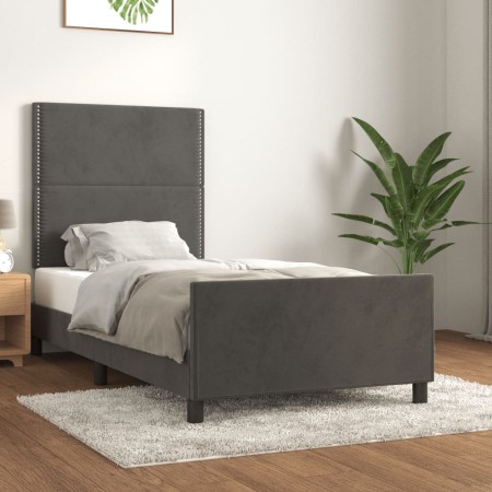 Dark gray velvet bed frame with headboard 90x190cm by , Beds and slatted bases - Ref: Foro24-3125667, Price: 139,85 €, Discou...