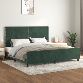 Dark green velvet bed frame with headboard 200x200 cm by , Beds and slatted bases - Ref: Foro24-3125717, Price: 272,99 €, Dis...