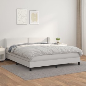 Cama box spring con colchón cuero sintético blanco 160x200 cm de , Camas y somieres - Ref: Foro24-3127260, Precio: 479,99 €, ...