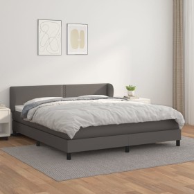 Cama box spring con colchón cuero sintético gris 180x200 cm de , Camas y somieres - Ref: Foro24-3127269, Precio: 572,99 €, De...