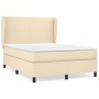 Cama box spring con colchón tela color crema 140x190 cm de , Camas y somieres - Ref: Foro24-3127802, Precio: 517,99 €, Descue...