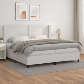 Cama box spring con colchón cuero sintético blanco 200x200 cm de , Camas y somieres - Ref: Foro24-3128992, Precio: 737,93 €, ...