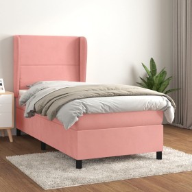 Box spring bed with pink velvet mattress 90x190 cm by , Beds and slatted bases - Ref: Foro24-3129128, Price: 363,90 €, Discou...