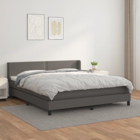 Box spring bed with gray synthetic leather mattress 180x200 cm by , Beds and slatted bases - Ref: Foro24-3130737, Price: 584,...