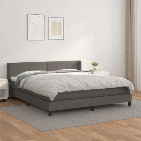 Boxspringbett mit grauer Kunstledermatratze 180x200 cm von , Betten und Lattenroste - Ref: Foro24-3130737, Preis: 586,61 €, R...