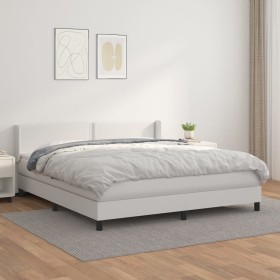 Box spring bed with white synthetic leather mattress 160x200 cm by , Beds and slatted bases - Ref: Foro24-3130728, Price: 474...