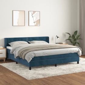 Cama box spring con colchón terciopelo azul oscuro 180x200 cm de , Camas y somieres - Ref: Foro24-3130917, Precio: 518,35 €, ...