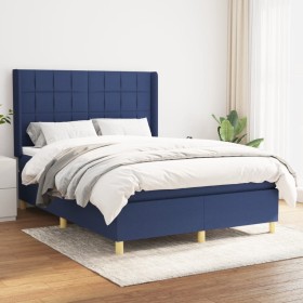 Box spring bed with blue fabric mattress 140x190 cm by , Beds and slatted bases - Ref: Foro24-3131991, Price: 545,25 €, Disco...